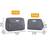 Large Makeup Bag Zipper Pouch Travel Cosmetic Organizer for Women and Girls (Large, Grey) - foxberryparkproducts