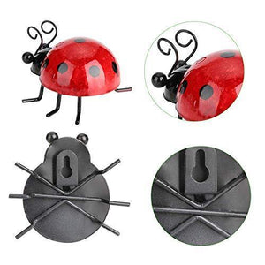 GIFTME 5 Metal Garden Wall Art Decorative Set of 4 Cute Ladybugs Outdoor Wall Sculptures - foxberryparkproducts