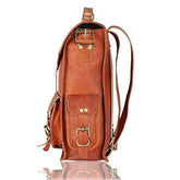 Leather Messenger Bag Briefcase Satchel - 2-in-1 Rucksack and Courier Bag, Fits 15-inch MacBook Crossbody or On Your Back - Handmade 15” Laptop, iPad - Rich Patina Improves with Age - Men or Women - foxberryparkproducts