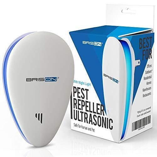 BRISON Ultrasonic Pest Repeller - Eco-Friendly & Pet Sаfe & Wall Plug-in - Pest Repeller Prevents & Drives Away Mice Rats Spiders Roaches Mosquitoes Ants Snakes Rodent – Silent - Night Light 1 Pack - foxberryparkproducts