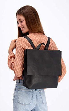 Classic Black Leather Backpack, Laptop Handbag - foxberryparkproducts
