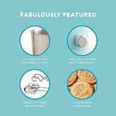 Delish by Dash Compact Stand Mixer 3.5 Quart with Beaters & Dough Hooks Included - Aqua, Blue (DCSM350GBBU02) - foxberryparkproducts