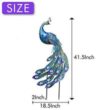 Load image into Gallery viewer, TERESA&#39;S COLLECTIONS 41.5 Inch Peacock Stake and Metal Wall Art Décor, Dual Use Garden Statues Artwork for Outdoor Patio Yard Indoor Home Decorations - foxberryparkproducts
