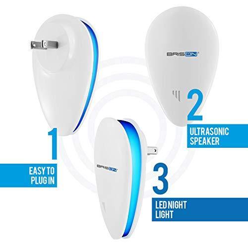 BRISON Ultrasonic Pest Repeller - Eco-Friendly & Pet Sаfe & Wall Plug-in - Pest Repeller Prevents & Drives Away Mice Rats Spiders Roaches Mosquitoes Ants Snakes Rodent – Silent - Night Light 1 Pack - foxberryparkproducts
