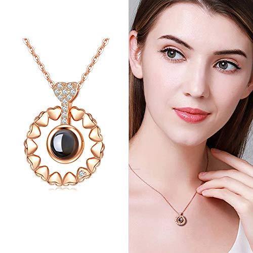 Meangel Love Heart Necklace Necklace for Women 100 Languages I Love You Memory Necklace Best Gift for Her - foxberryparkproducts