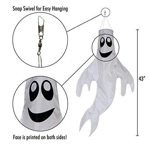 In the Breeze Large 43 inch Ghost Windsock Halloween Hanging Decoration - foxberryparkproducts