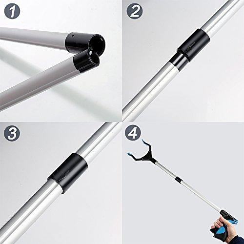 Reacher Grabber Tool, 32" Foldable Grabber Reacher for Elderly, Lightweight Extra Long Handy Trash Claw Grabber, Reaching Assist Tool for Trash Pick Up, Nabber, Litter Picker, Arm Extension (Blue) - foxberryparkproducts
