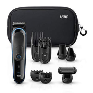 Braun All-in-one trimmer MGK3980, 9-in-1 Hair Clippers for Men, Beard Trimmer, Ear and Nose Trimmer, Body Groomer, Detail Trimmer, Cordless & Rechargeable, with Gillette ProGlide Razor, Black/Blue - foxberryparkproducts