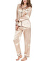 SWOMOG Womens Silk Satin Pajamas Long Sleeve Loungewear Two-Piece Sleepwear Button-Down Pj Set Champagne - foxberryparkproducts