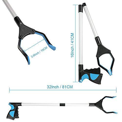 Reacher Grabber Tool, 32" Foldable Grabber Reacher for Elderly, Lightweight Extra Long Handy Trash Claw Grabber, Reaching Assist Tool for Trash Pick Up, Nabber, Litter Picker, Arm Extension (Blue) - foxberryparkproducts