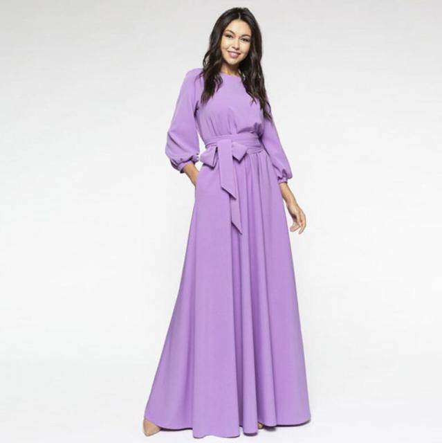 Autumn Women Casual Bow Maxi Sashes Dress - foxberryparkproducts