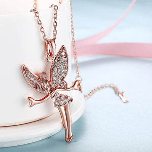 18K Rose Gold Plated  Elements Flying Angel Necklace - foxberryparkproducts