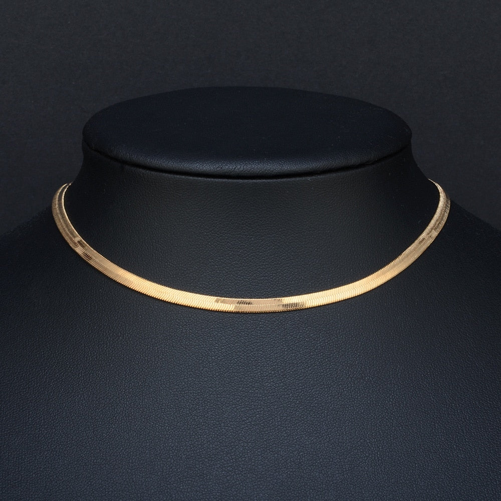 24K Gold Blade Snakebone Necklace - foxberryparkproducts