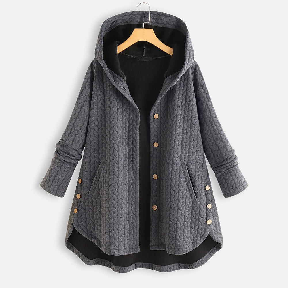 Fashion Women's Cotton Padded Jacket Hooded Medium Long Coat Casual Warm Cotton Padded Jacket In Autumn And Winter