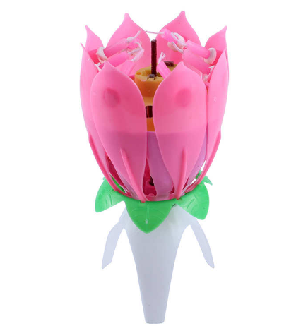 LED Candles Beautiful Musical Lotus Flower Happy Birthday - foxberryparkproducts
