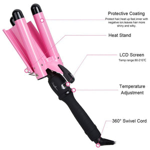 New Arrival Hair Curling Iron LED Ceramic Triple Barrel Hair Curler Irons - foxberryparkproducts