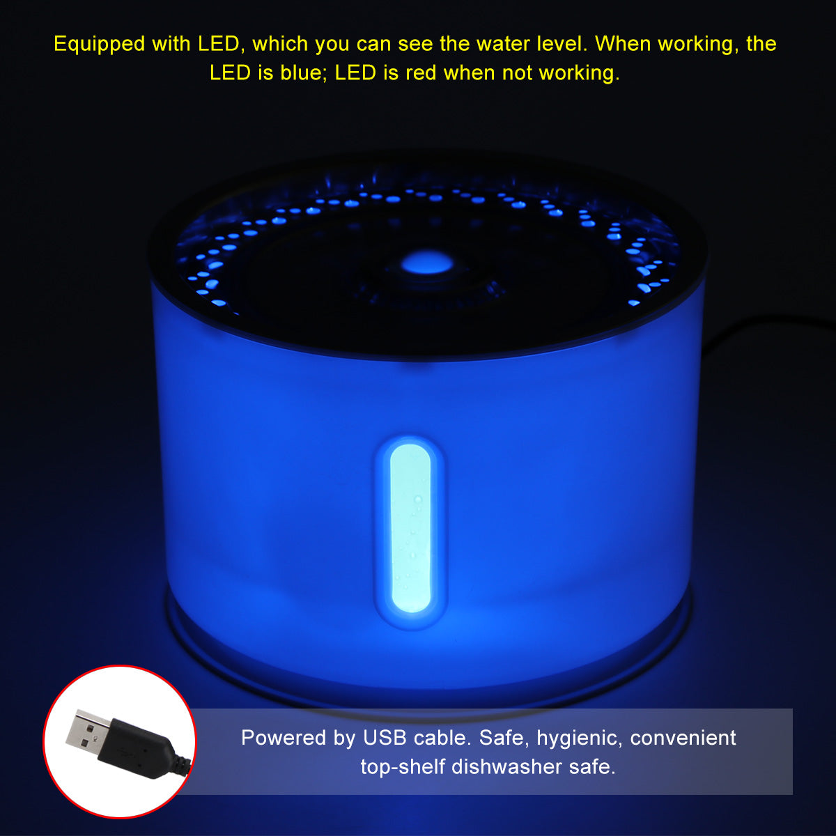 2.4L Automatic Pet Cat Water Fountain with LED Electric USB r - foxberryparkproducts