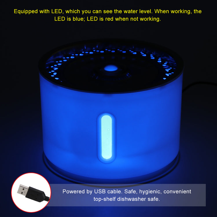 2.4L Automatic Pet Cat Water Fountain with LED Electric USB r - foxberryparkproducts