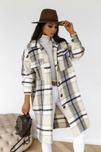 Load image into Gallery viewer, Spring And Autumn New Women&#39;s Plaid Brushed Medium Long Woolen Coat
