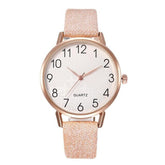 Simple Number Dial Ladies Watches Leather Strap Quartz - foxberryparkproducts