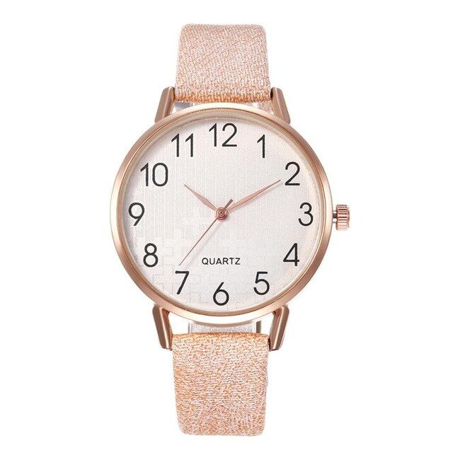Simple Number Dial Ladies Watches Leather Strap Quartz - foxberryparkproducts