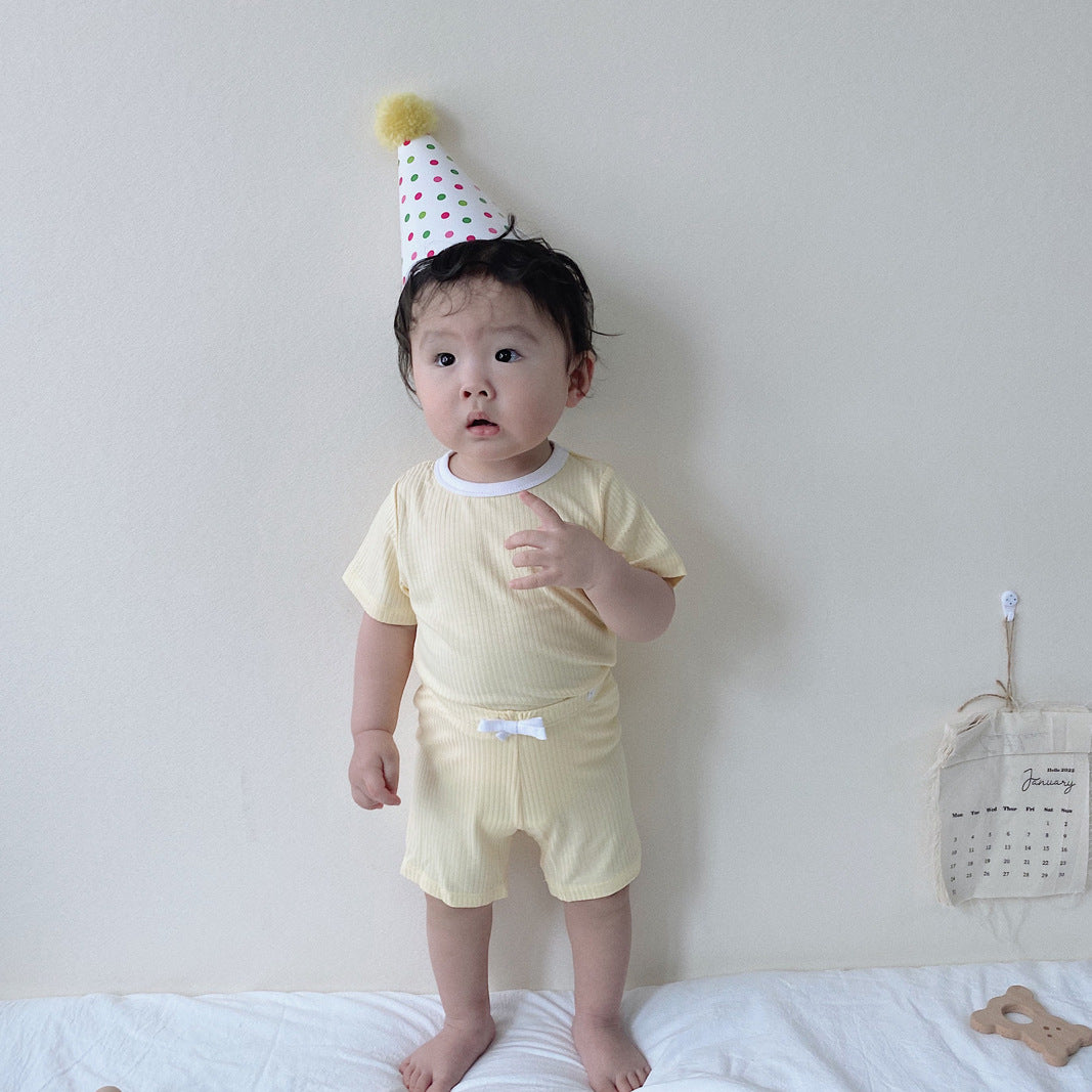 Summer Children's Ice Silk Cotton Short Sleeve Suit 2 Piece Sports Clothes - foxberryparkproducts