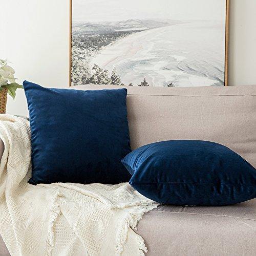 MIULEE Pack of 2, Velvet Soft Solid Decorative Square Throw Pillow Covers Set Cushion Case for Sofa Bedroom Car 18 x 18 Inch 45 x 45 cm - foxberryparkproducts