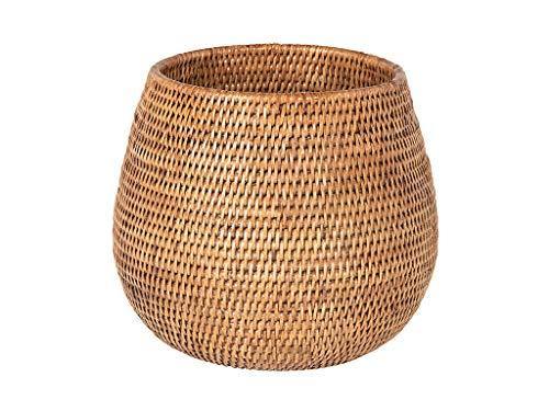 KOUBOO La Jolla Coco Rattan Bowl, Honey-Brown, Large Planter - foxberryparkproducts