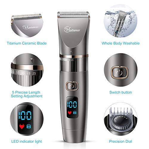 Hatteker Mens Beard Trimmer Cordless Hair Trimmer Hair Clipper Detail Trimmer 3 In 1 for Men Hair Cutting Kit Men&