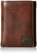 Load image into Gallery viewer, Levi&#39;s Men&#39;s Trifold Wallet-Sleek and Slim Includes Id Window and Credit Card Holder, Brown Stitch, One Size - foxberryparkproducts
