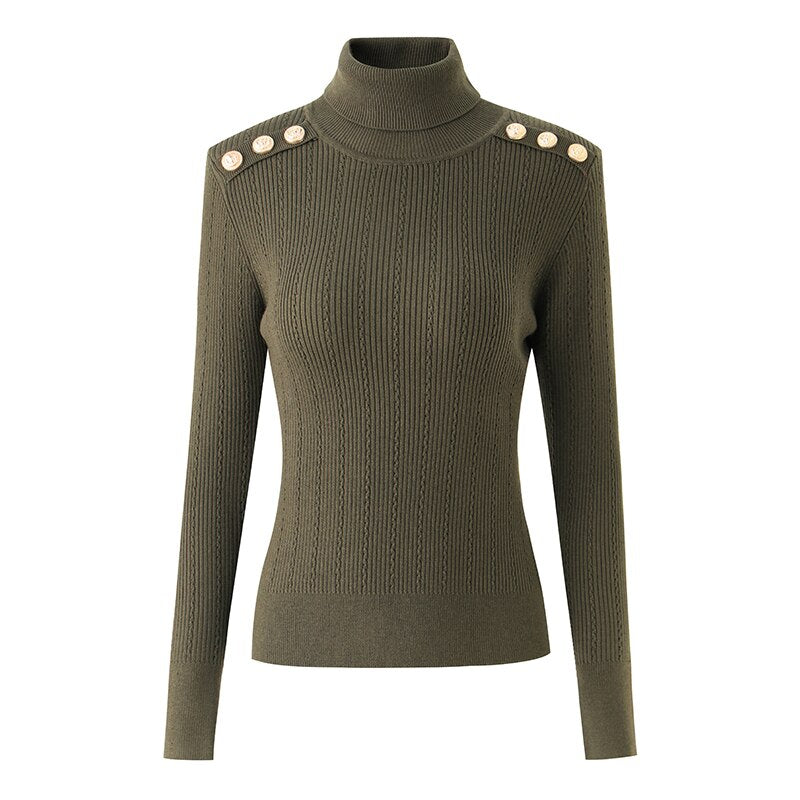 Harley Fashion Women Winter Wool Blend Black Turtleneck Pullover Sweater Top Quality Casual Knit Fabric