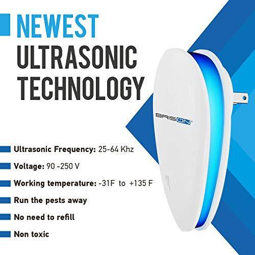 BRISON Ultrasonic Pest Repeller - Eco-Friendly & Pet Sаfe & Wall Plug-in - Pest Repeller Prevents & Drives Away Mice Rats Spiders Roaches Mosquitoes Ants Snakes Rodent – Silent - Night Light 1 Pack - foxberryparkproducts