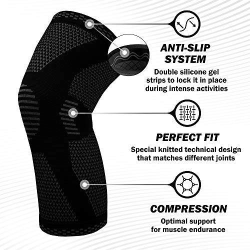POWERLIX Knee Compression Sleeve - Best Knee Brace for Men & Women – Knee Support for Running, Basketball, Weightlifting, Gym, Workout, Sports – Please Check Sizing Chart - foxberryparkproducts