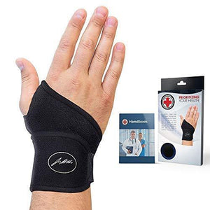 Doctor Developed Premium Copper Lined Wrist Support / Wrist Strap / Wrist Brace / Hand Support [Single] & DOCTOR WRITTEN HANDBOOK— SUITABLE FOR BOTH RIGHT AND LEFT HANDS - foxberryparkproducts