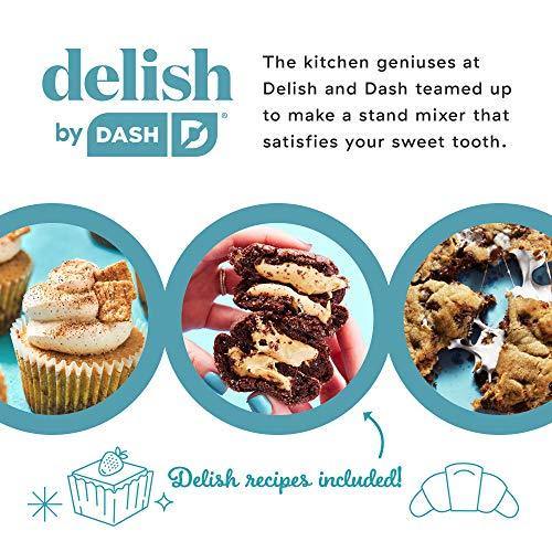 Delish by Dash Compact Stand Mixer 3.5 Quart with Beaters & Dough Hooks Included - Aqua, Blue (DCSM350GBBU02) - foxberryparkproducts