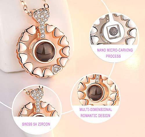 Meangel Love Heart Necklace Necklace for Women 100 Languages I Love You Memory Necklace Best Gift for Her - foxberryparkproducts