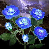 Outdoor Solar Garden Stake Lights,Upgraded LED Solar Powered Light with 6 Rose Flowers, Waterproof Solar Decorative Lights for Patio Pathway Courtyard Garden Lawn(Blue) - foxberryparkproducts