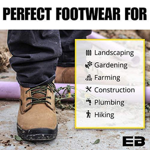 EVER BOOTS "Ultra Dry" Men's Premium Leather Waterproof Work Boots Insulated Rubber Outsole - foxberryparkproducts