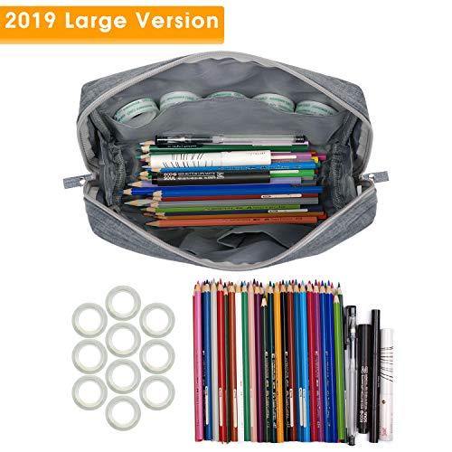 Large Makeup Bag Zipper Pouch Travel Cosmetic Organizer for Women and Girls (Large, Grey) - foxberryparkproducts