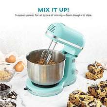 Load image into Gallery viewer, Delish by Dash Compact Stand Mixer 3.5 Quart with Beaters &amp; Dough Hooks Included - Aqua, Blue (DCSM350GBBU02) - foxberryparkproducts

