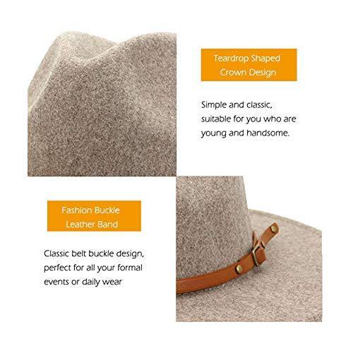 Lisianthus Women Belt Buckle Wool Wide Brim Fedora Hat Oatmeal - foxberryparkproducts