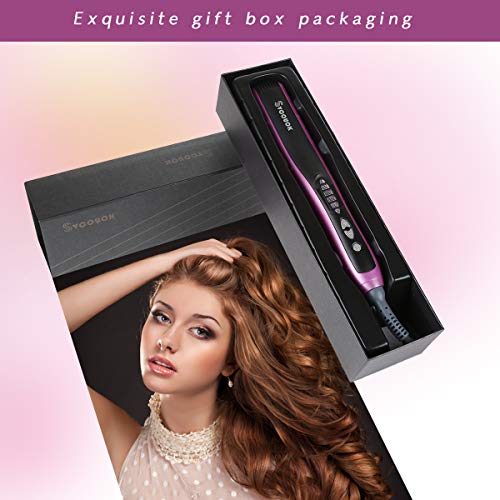 Fast Heating Hair Straightener Brush - Anti Scald Ceramic Straightener Brush,Anti Scald Ceramic Straightener Brush with 6 Temp Settings 20 Minute Auto-Off Straightening Comb for Home,Travel a