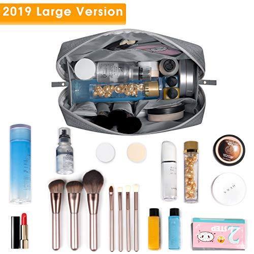 Large Makeup Bag Zipper Pouch Travel Cosmetic Organizer for Women and Girls (Large, Grey) - foxberryparkproducts