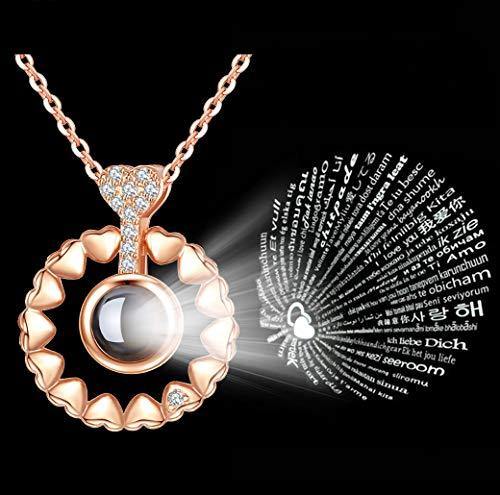 Meangel Love Heart Necklace Necklace for Women 100 Languages I Love You Memory Necklace Best Gift for Her - foxberryparkproducts