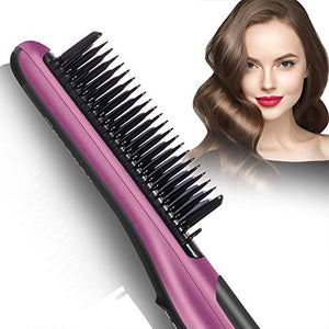 Fast Heating Hair Straightener Brush - Anti Scald Ceramic Straightener Brush,Anti Scald Ceramic Straightener Brush with 6 Temp Settings 20 Minute Auto-Off Straightening Comb for Home,Travel a