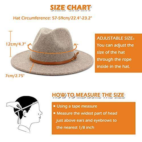 Lisianthus Women Belt Buckle Wool Wide Brim Fedora Hat Oatmeal - foxberryparkproducts