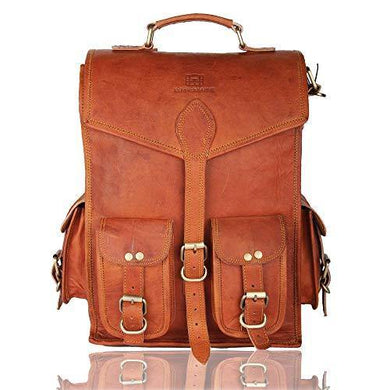 Leather Messenger Bag Briefcase Satchel - 2-in-1 Rucksack and Courier Bag, Fits 15-inch MacBook Crossbody or On Your Back - Handmade 15” Laptop, iPad - Rich Patina Improves with Age - Men or Women - foxberryparkproducts