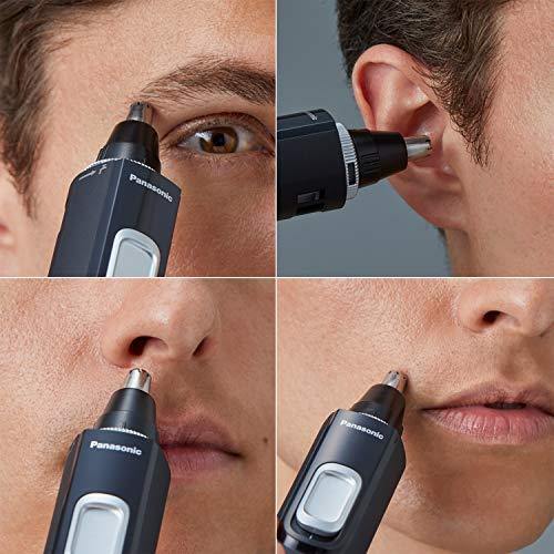 Panasonic Men’s Ear and Nose Hair Trimmer with Vacuum Cleaning System – Wet Dry Hypoallergenic High-Performance Dual Edge Blade - ER-GN70-K (Black) - foxberryparkproducts