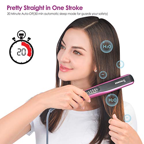 Fast Heating Hair Straightener Brush - Anti Scald Ceramic Straightener Brush,Anti Scald Ceramic Straightener Brush with 6 Temp Settings 20 Minute Auto-Off Straightening Comb for Home,Travel a