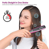 Fast Heating Hair Straightener Brush - Anti Scald Ceramic Straightener Brush,Anti Scald Ceramic Straightener Brush with 6 Temp Settings 20 Minute Auto-Off Straightening Comb for Home,Travel a